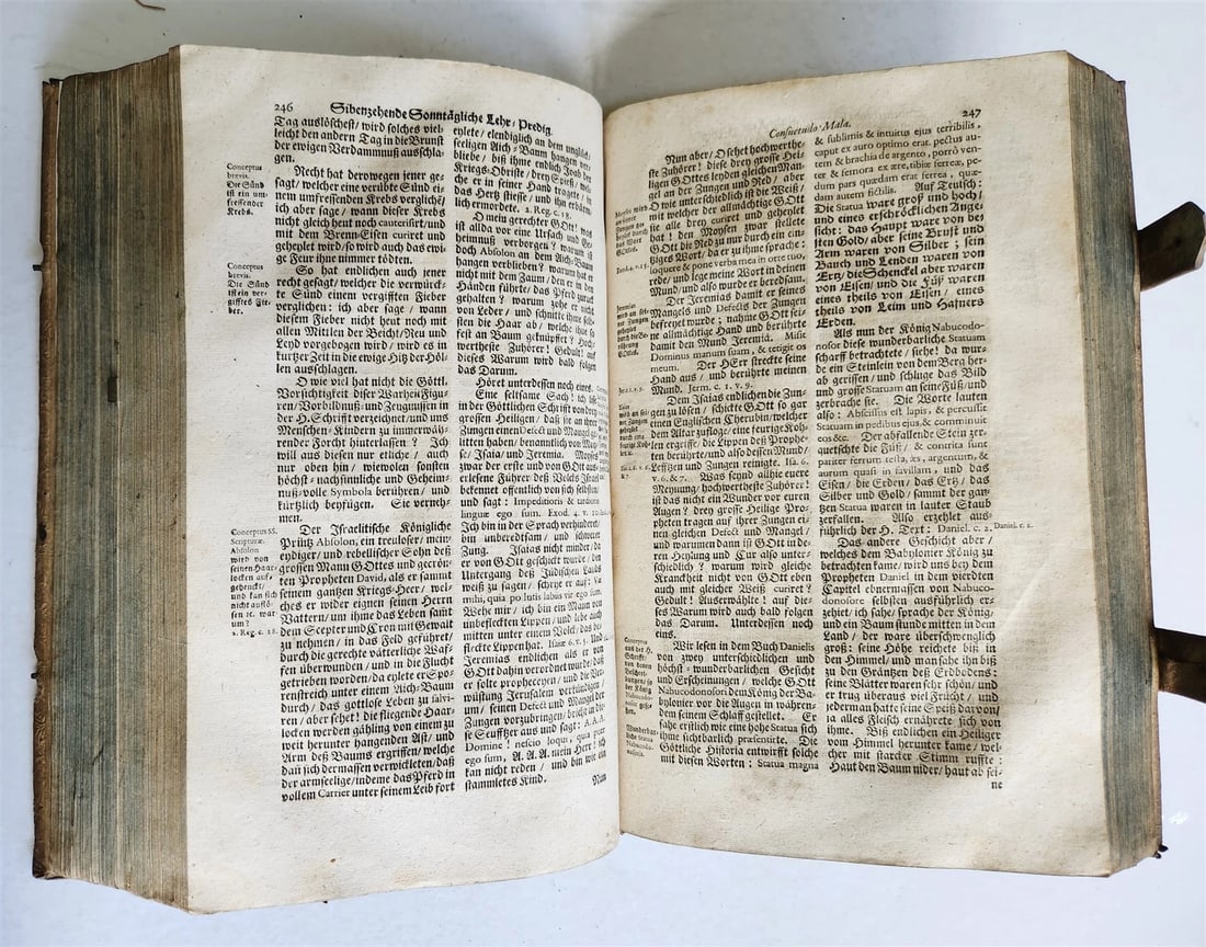 1713 CONCIONATORIS by Sebastiano Textor antique PIGSKIN BOUND FOLIO - 11