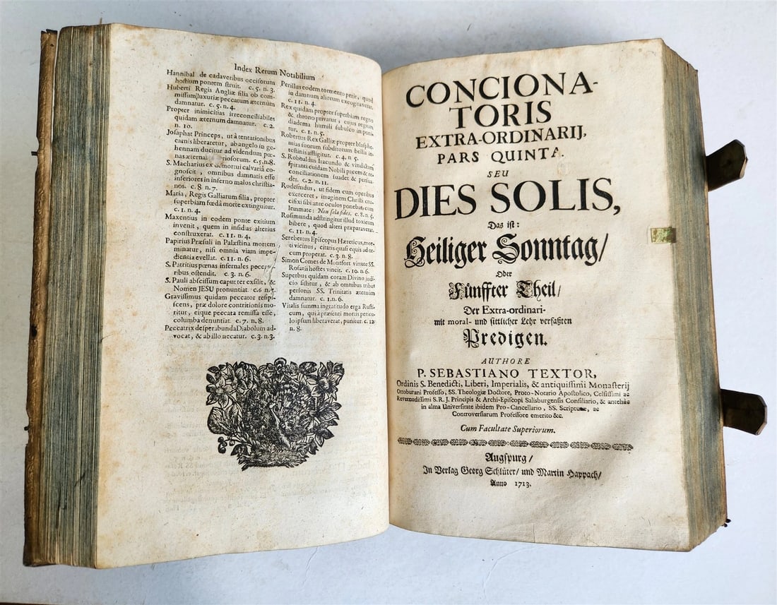 1713 CONCIONATORIS by Sebastiano Textor antique PIGSKIN BOUND FOLIO - 6