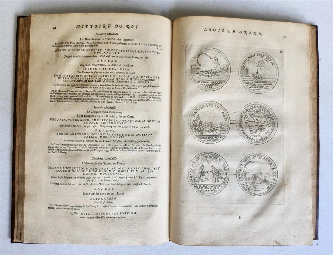 1691 HISTOIRE DU ROY LOUIS LE GRAND ILLUSTRATED antique ARMORIAL BINDING - 11