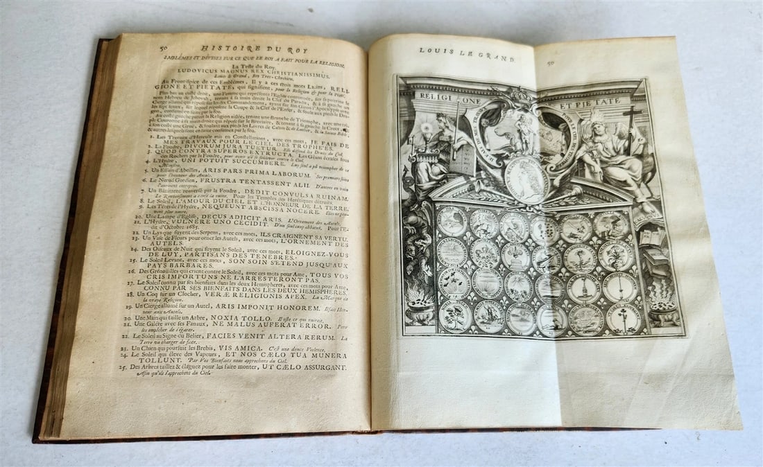 1691 HISTOIRE DU ROY LOUIS LE GRAND ILLUSTRATED antique ARMORIAL BINDING - 9