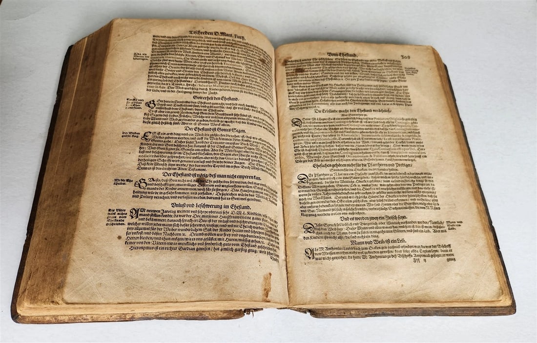 1576 MARTIN LUTHER COLLOQUIA 16th CENTURY PIGSKIN BOUND FOLIO antique - 16