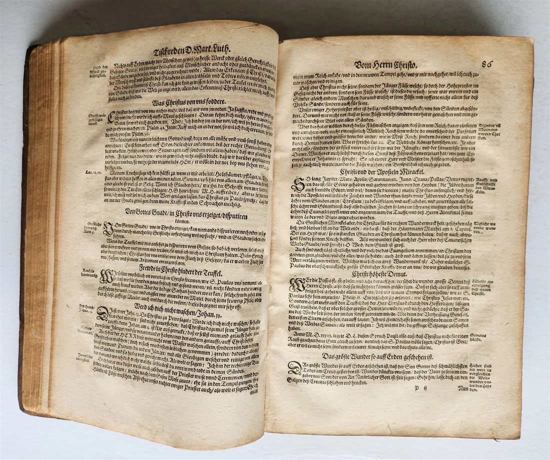 1576 MARTIN LUTHER COLLOQUIA 16th CENTURY PIGSKIN BOUND FOLIO antique - 9