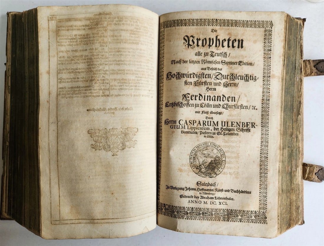 1691 BIBLE in GERMAN illustrated PIGSKIN BOUND FOLIO antique 17th CENTURY - 10