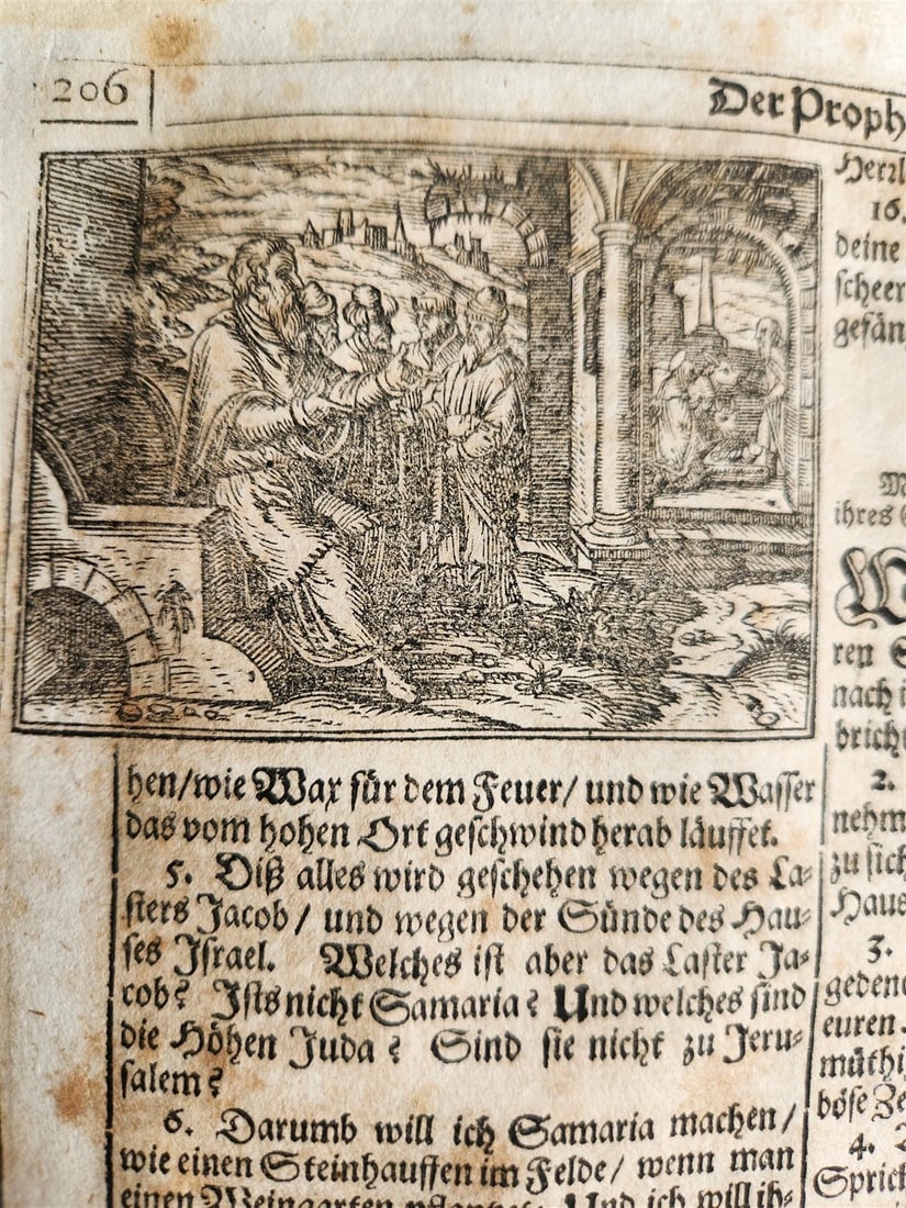 1691 BIBLE in GERMAN illustrated PIGSKIN BOUND FOLIO antique 17th CENTURY - 16