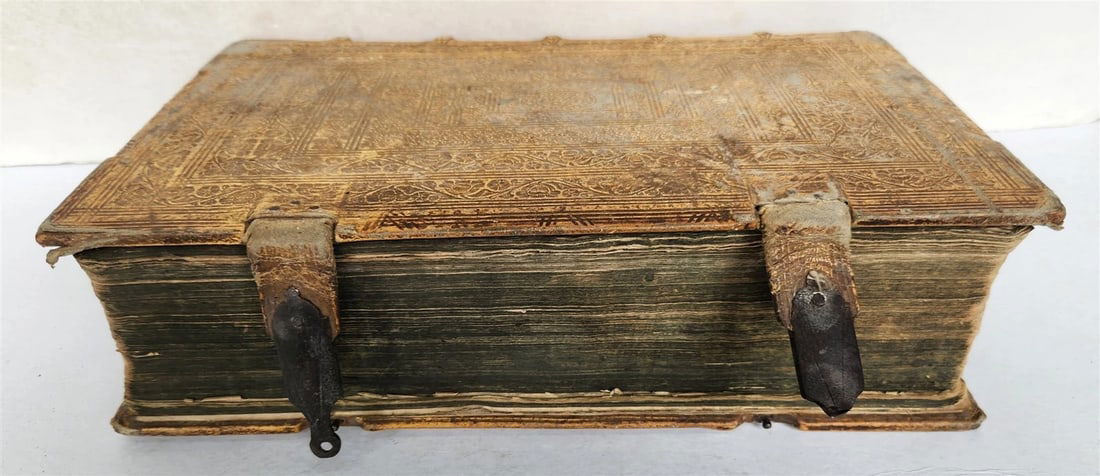 1691 BIBLE in GERMAN illustrated PIGSKIN BOUND FOLIO antique 17th CENTURY - 3
