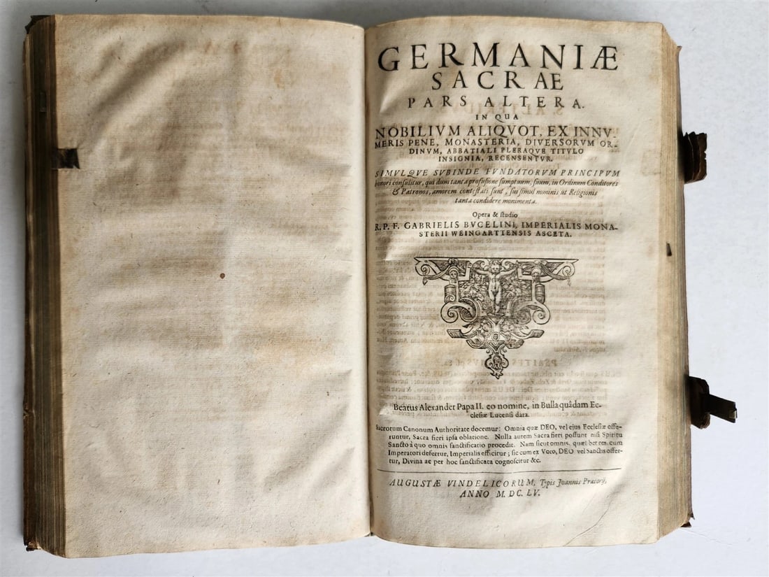 1655 GERMAN GENEALOGY illustrated PIGSKIN BOUND FOLIO antique 17th CENTURY LATIN - 14