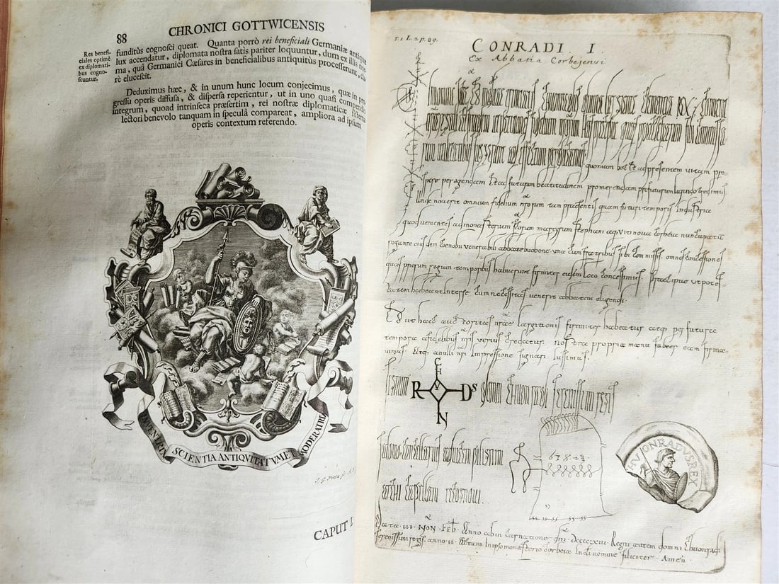 1732 CHRONICON GOTWINCENSE ABBEY ILLUSTRATED antique VELLUM BOUND MASSIVE FOLIO - 10