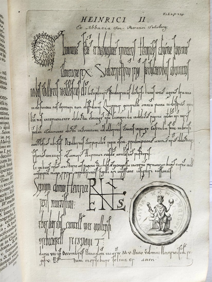 1732 CHRONICON GOTWINCENSE ABBEY ILLUSTRATED antique VELLUM BOUND MASSIVE FOLIO - 17