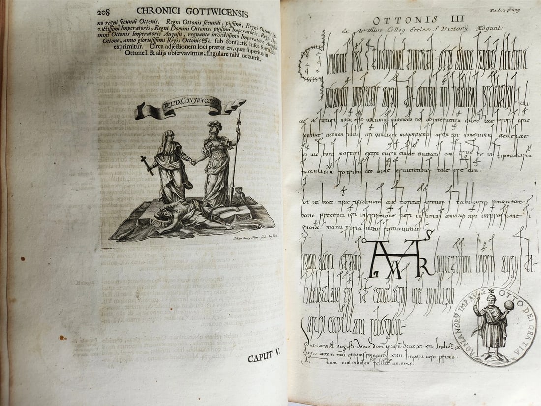 1732 CHRONICON GOTWINCENSE ABBEY ILLUSTRATED antique VELLUM BOUND MASSIVE FOLIO - 18