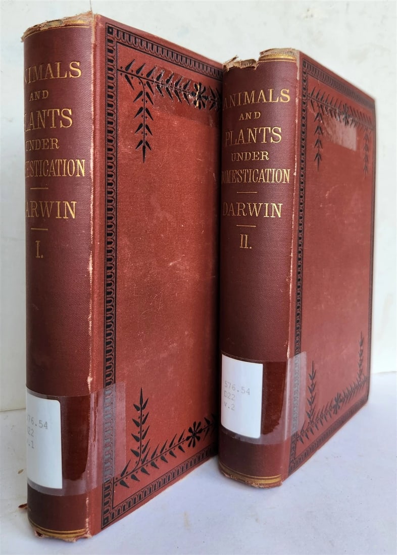 1876 CHARLES DARWIN VARIATION of ANIMALS & PLANTS antique 2 VOLUMES 2nd US ed. (1 of 11)