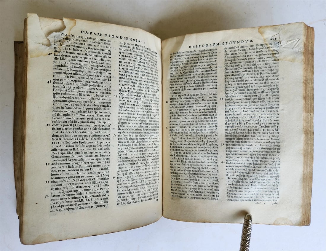 1567 LAW BOOK RESPONSA CAUSAE FINARIENSIS by JACOBI MENOCHII antique VELLUM - 8