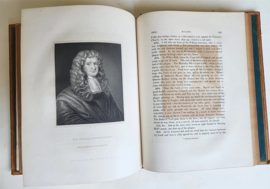 1825 PEPYS'S MEMORIES 2 VOLUMES antique ILLUSTRATED in ENGLISH 1st EDITION folio - 10