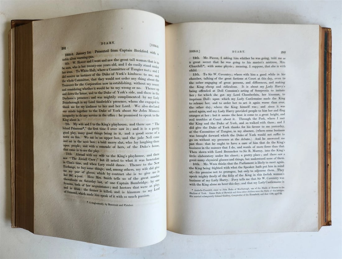 1825 PEPYS'S MEMORIES 2 VOLUMES antique ILLUSTRATED in ENGLISH 1st EDITION folio - 12