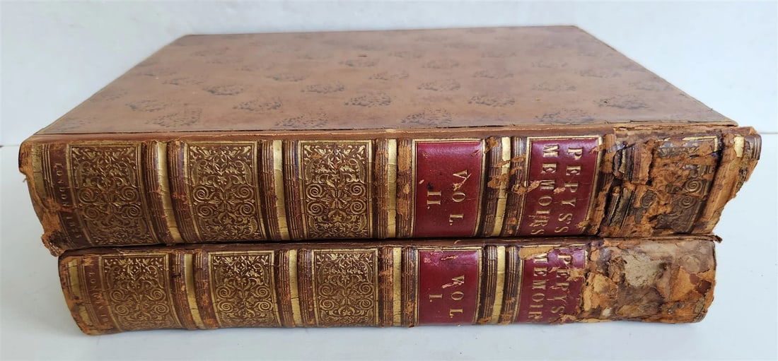 1825 PEPYS'S MEMORIES 2 VOLUMES antique ILLUSTRATED in ENGLISH 1st EDITION folio (1 of 18)