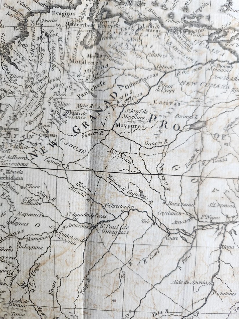 1783 MAP of EUROPEAN SETTLEMENTS in SOUTH AMERICA Antique - 3