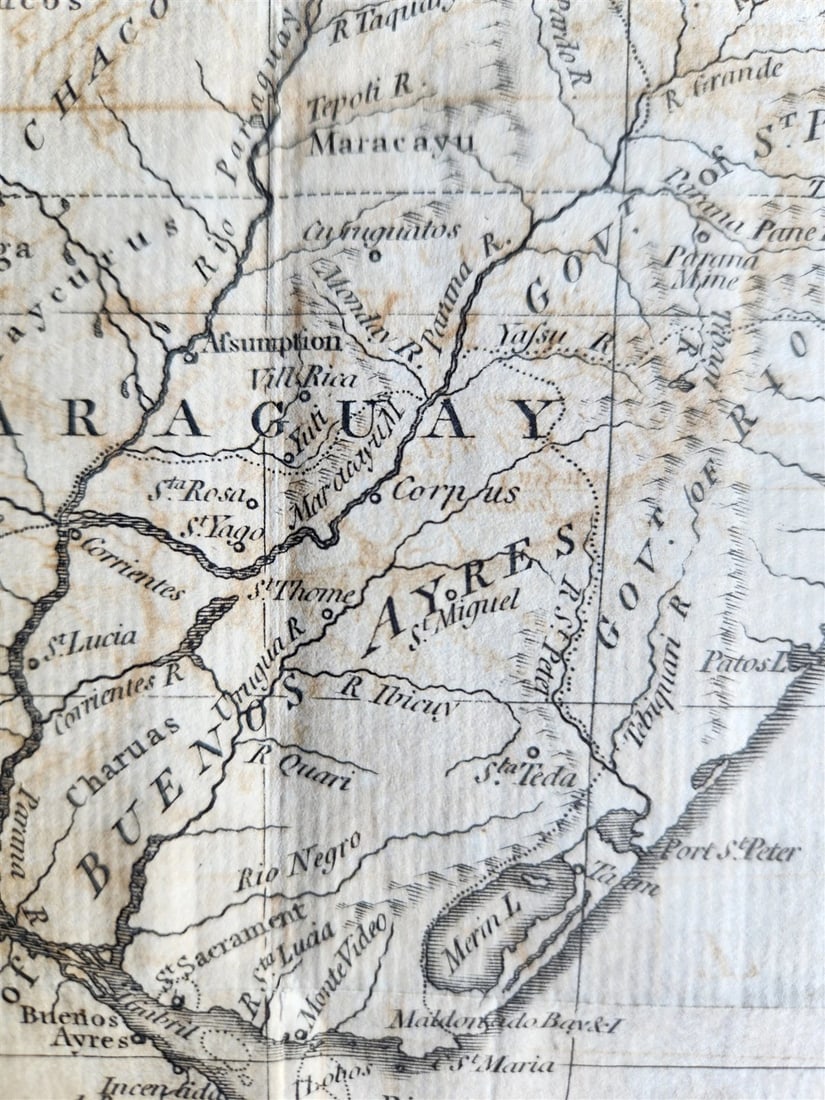 1783 MAP of EUROPEAN SETTLEMENTS in SOUTH AMERICA Antique - 6