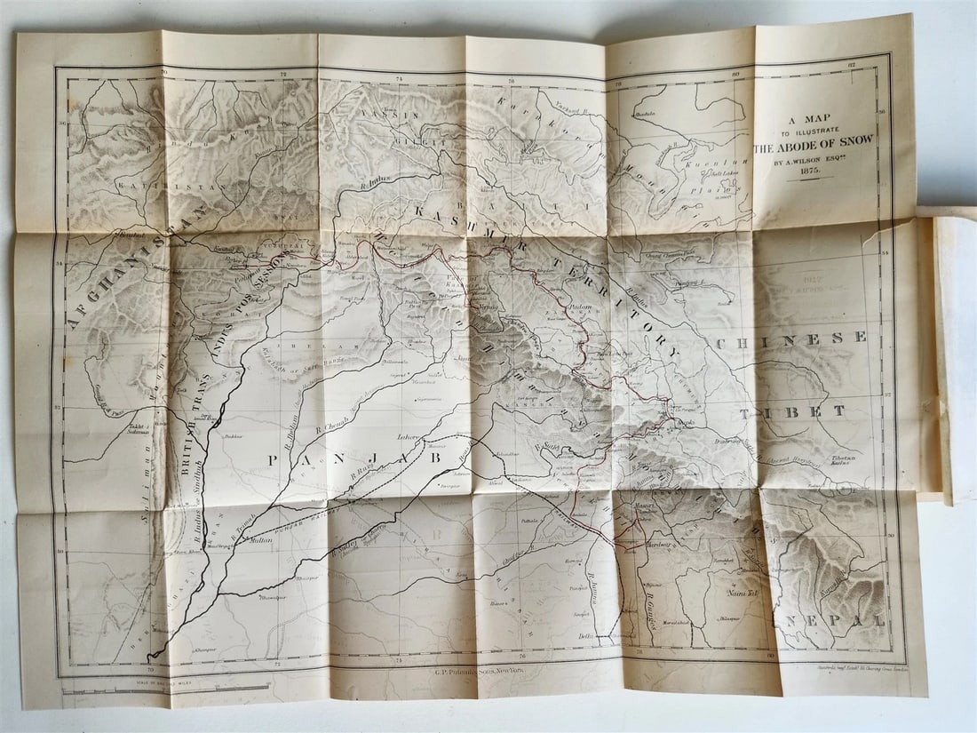 1875 THE ABODE of SNOW antique w/ MAP TRAVELS to Chinese Tibet Indian Caucasus - 4