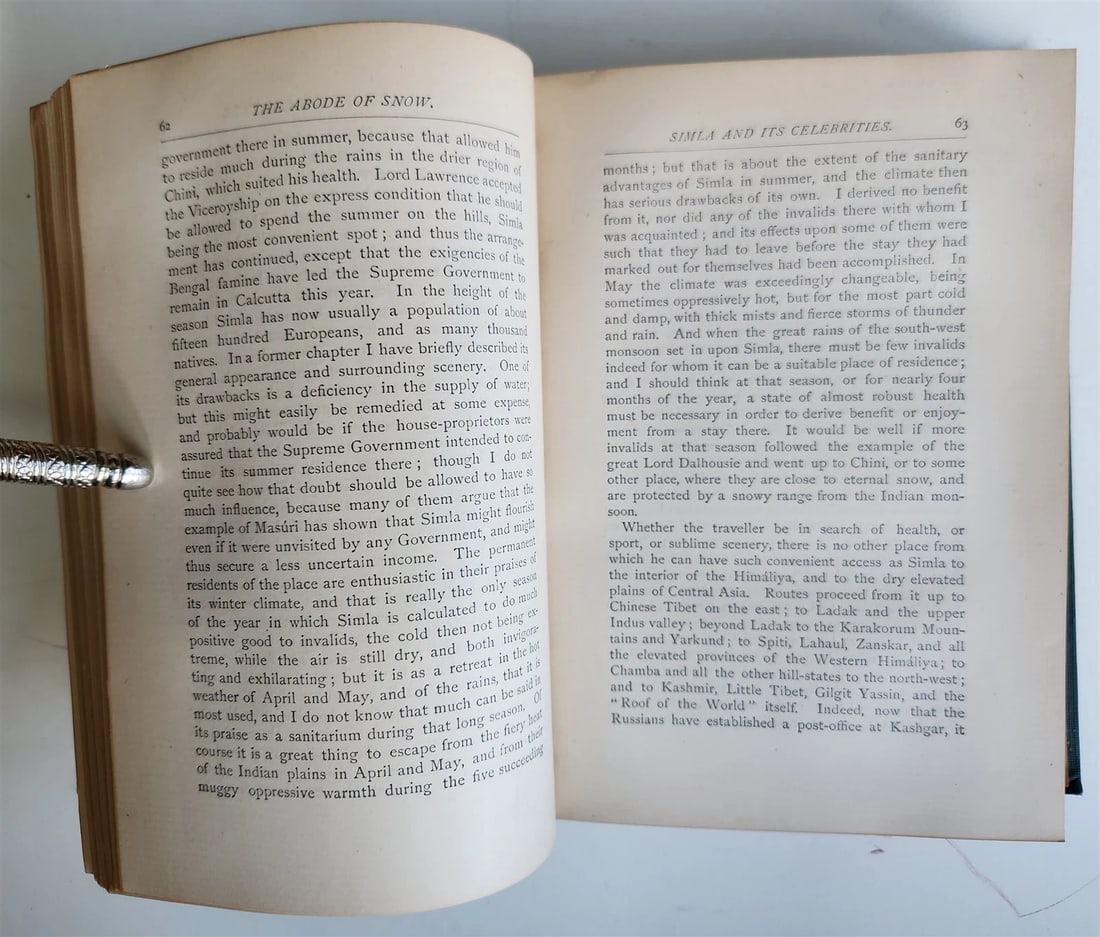 1875 THE ABODE of SNOW antique w/ MAP TRAVELS to Chinese Tibet Indian Caucasus - 6