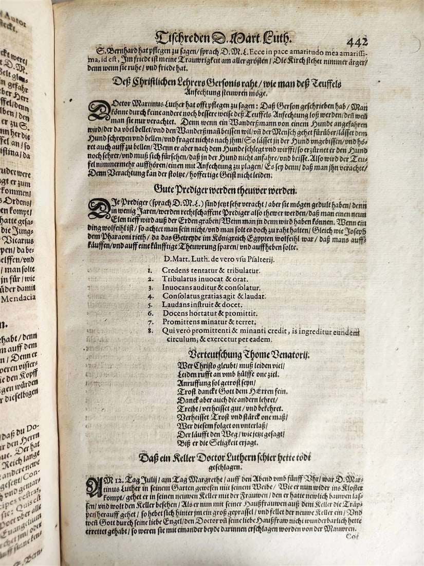 1593 MARTIN LUTHER COLLOQUIA antique VELLUM BOUND FOLIO 16th CENTURY - 11