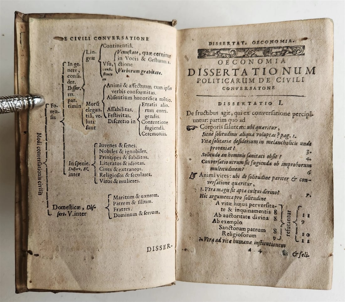 1606 De civili conversatione dissertationes Politicae antique VELLUM S. Gauzzi - 4