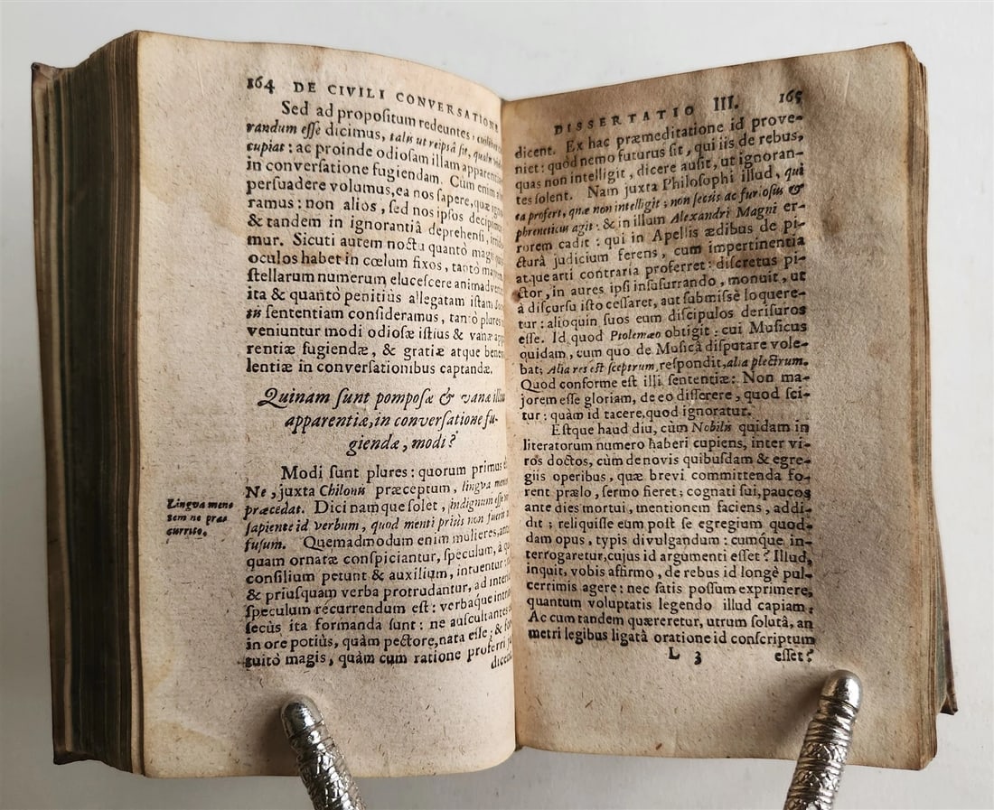1606 De civili conversatione dissertationes Politicae antique VELLUM S. Gauzzi - 5