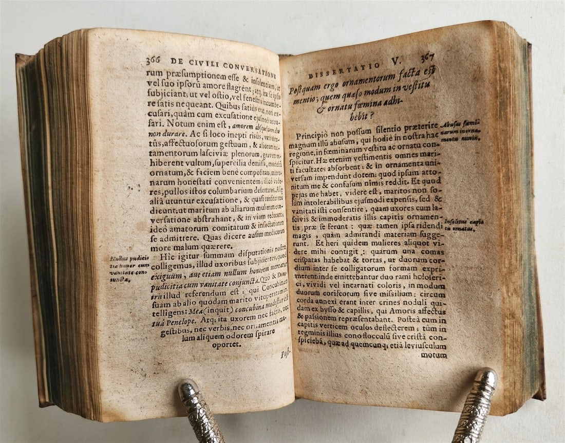 1606 De civili conversatione dissertationes Politicae antique VELLUM S. Gauzzi - 6