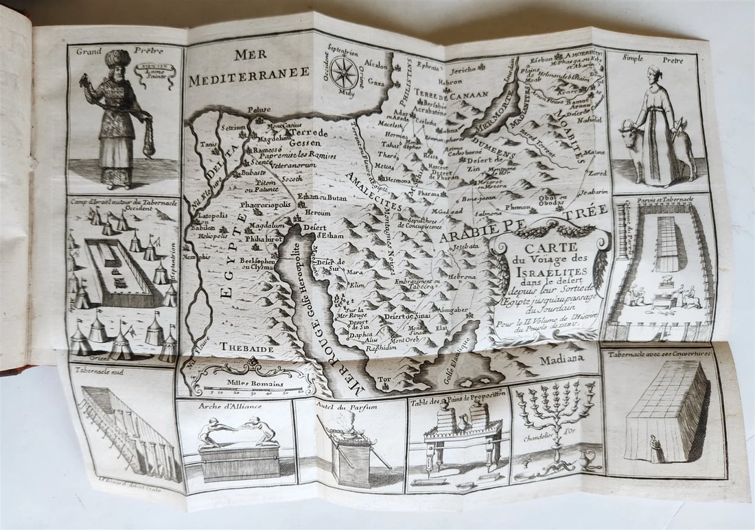 1738 HISTORY of JEWS 10 VOLUMES antique ILLUSTRATED w/ MAPS in FRENCH - 5