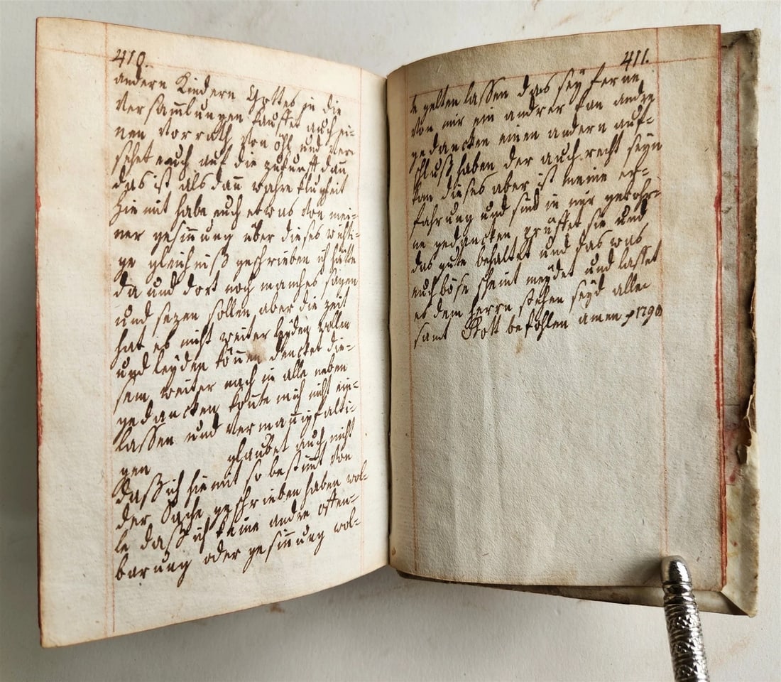 1790 GERMAN RELIGIOUS MANUSCRIPT 411 pages antique VELLUM BINDING - 12