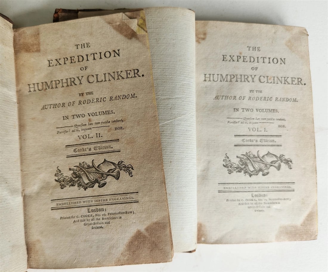 c1800 Expedition of Humphry Clinker by TOBIAS SMOLLET antique 2 VOLS ILLUSTRATED: Title: c1800 Expedition of Humphry Clinker by TOBIAS SMOLLET antique 2 VOLS ILLUSTRATED Description: Expedition of Humphry Clinker By Tobias Smollett… In Two Volumes. London: C. Cooke, [ca.