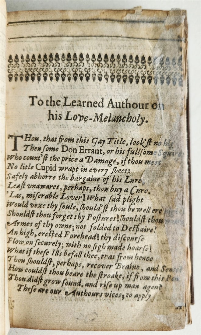 1640 EROTOMANIA CURE OF LOVE EROTIQUE MELANCHOLY antique 1st ENGLISH EDITION - 6