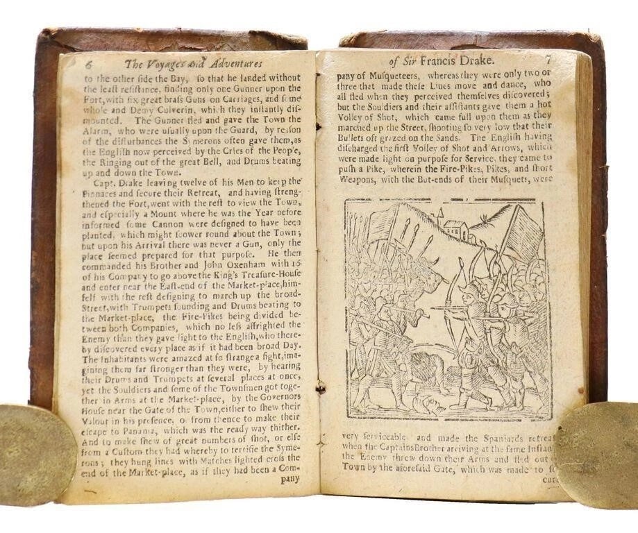 1710 ENGLISH HERO SIR FRANCIS DRAKE REVIV'D DANGEROUS VOYAGES ADVENTURES antique - 2