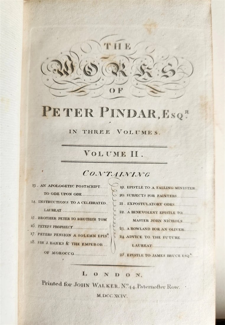 1794 WORKS of PETER PINDAR 4 VOLUMES antique POETRY in ENGLISH - 10