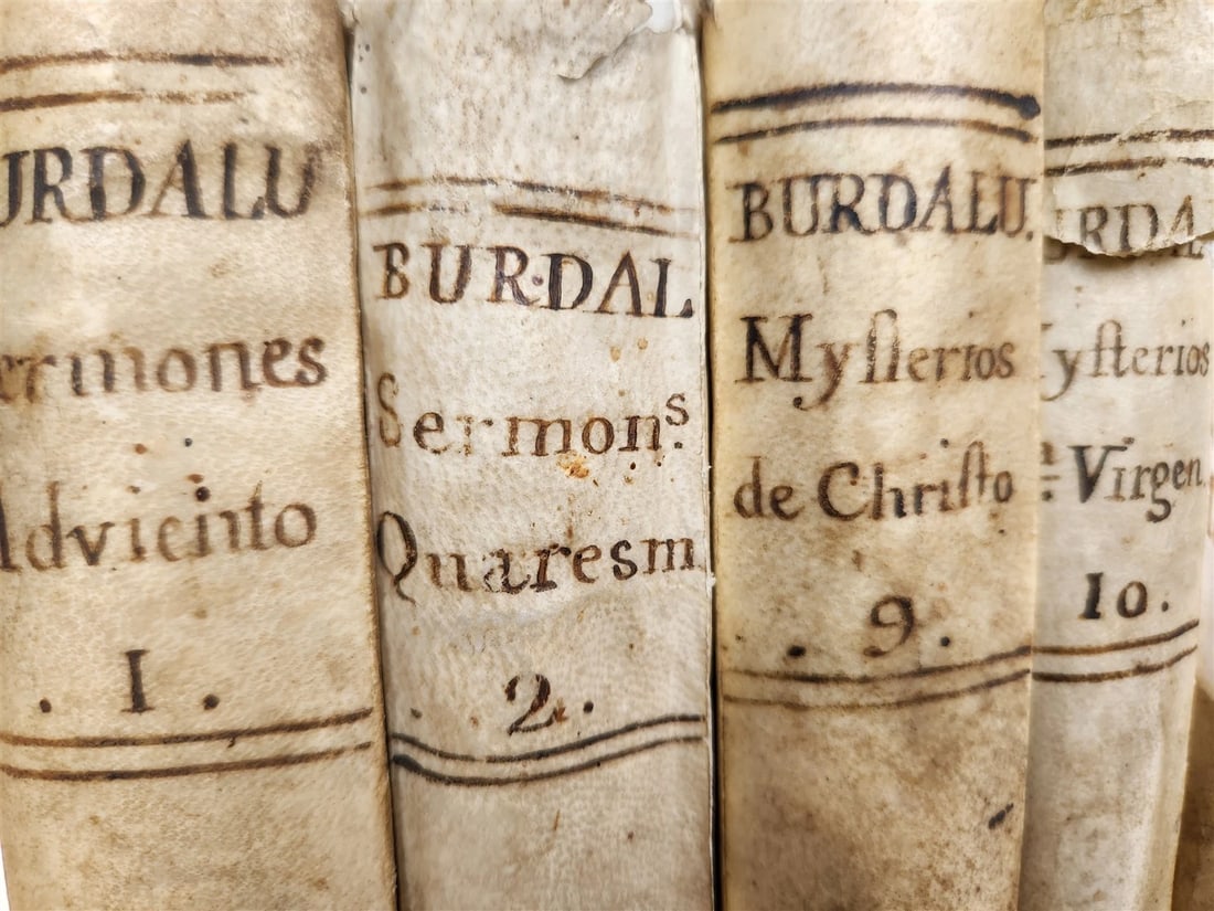 1779 WORKS of LOUIS BOURDALOUE 16 VOLUMES in SPANISH antique VELLUM BINDING - 7