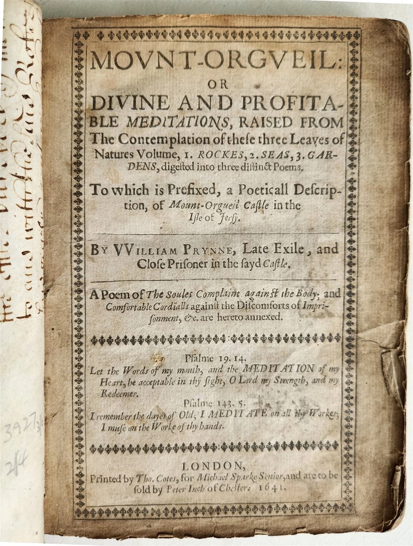 1641 Mount-Orgueil Divine Profitable Meditations William Prynne antique VELLUM (1 of 13)