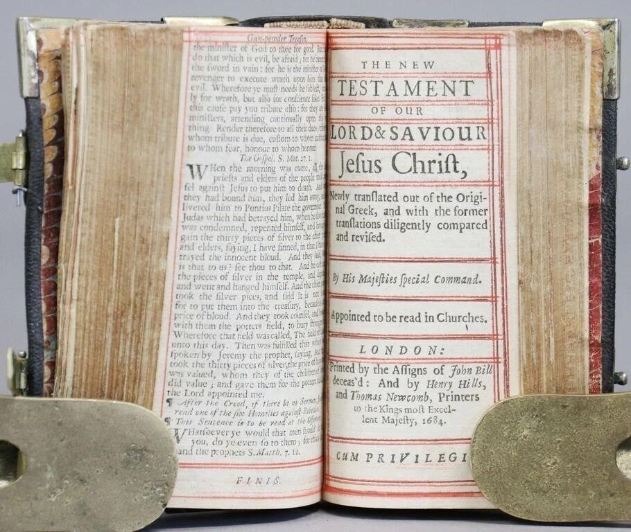 1684 BIBLE in ENGLISH NT w/ BOOK of COMMON PRAYER antique FINE BINDING - 2