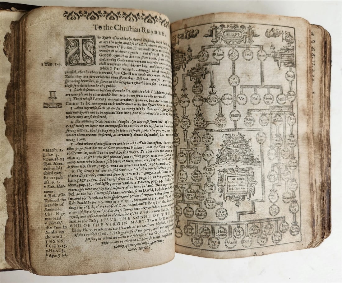 1636 BIBLE in ENGLISH OLD & NEW TESTAMENT antique ORIGINAL BINDING illustrated - 12