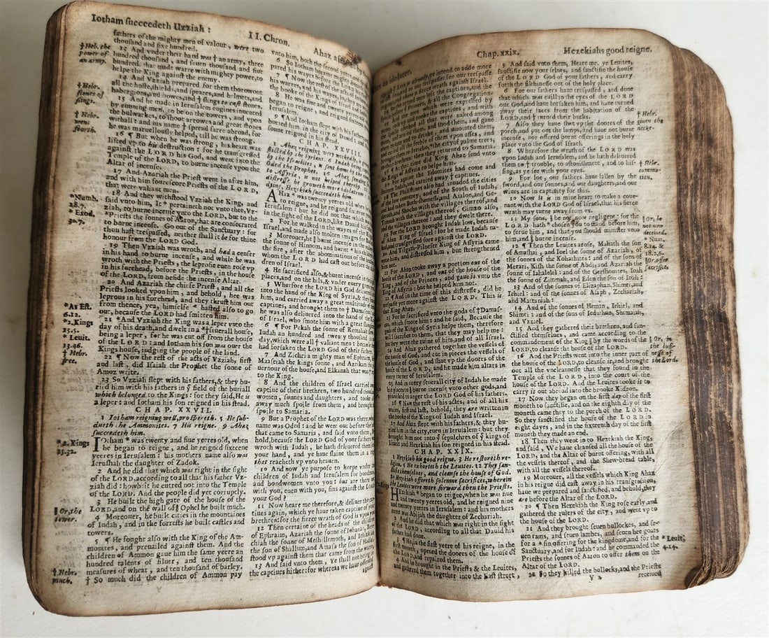 1636 BIBLE in ENGLISH OLD & NEW TESTAMENT antique ORIGINAL BINDING illustrated - 15