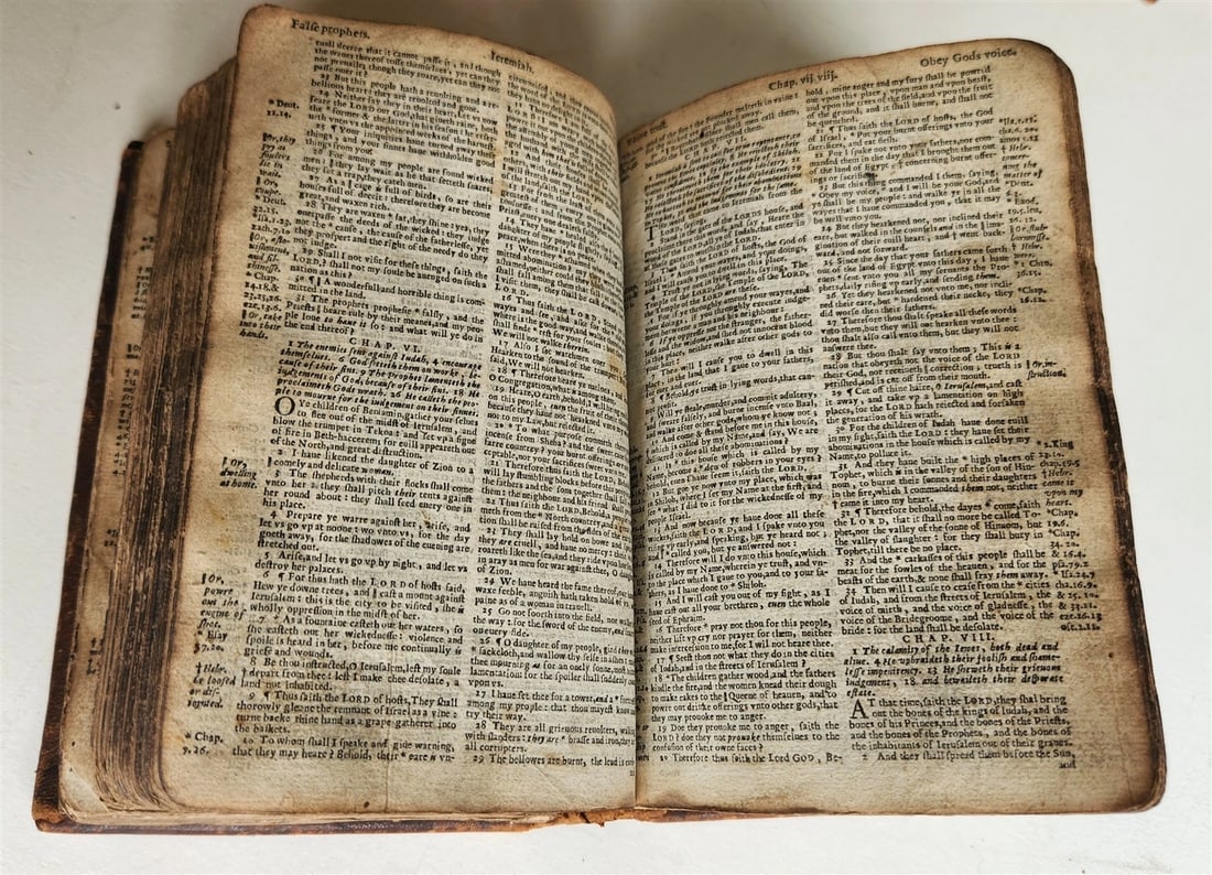 1636 BIBLE in ENGLISH OLD & NEW TESTAMENT antique ORIGINAL BINDING illustrated - 16