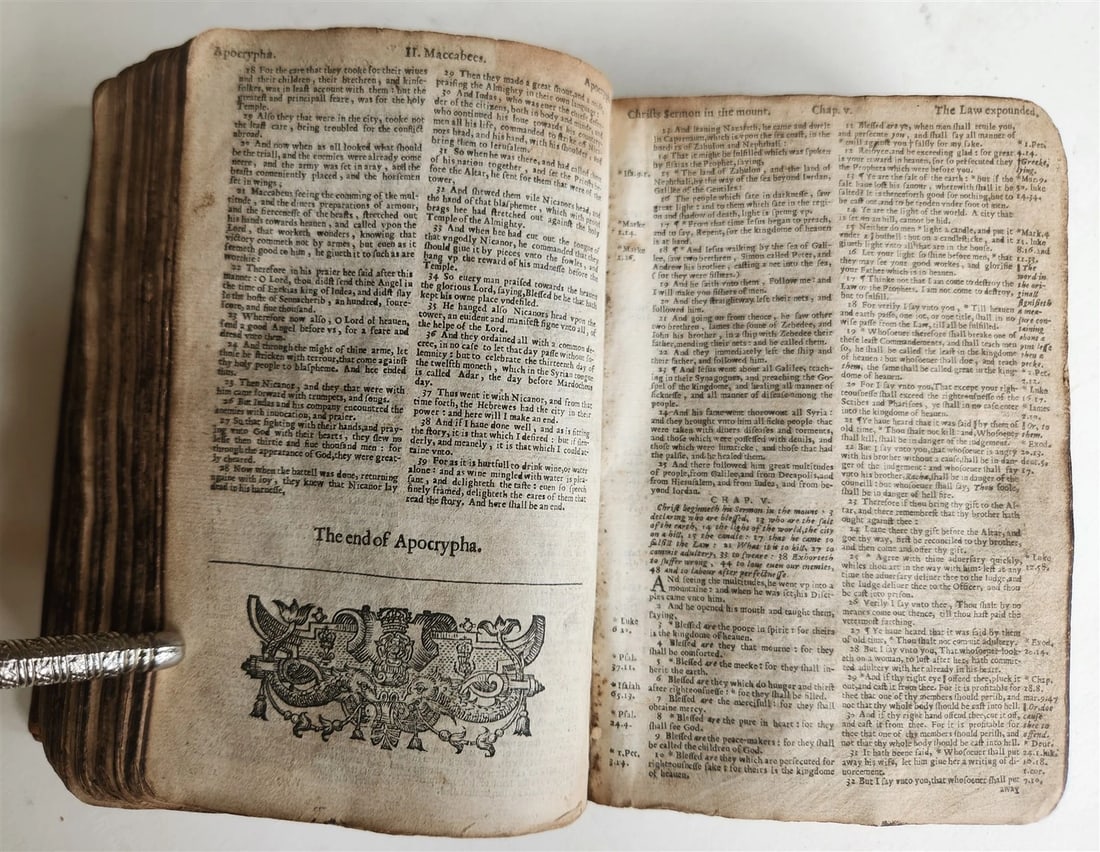 1636 BIBLE in ENGLISH OLD & NEW TESTAMENT antique ORIGINAL BINDING illustrated - 17