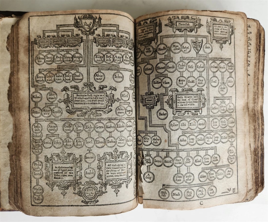 1636 BIBLE in ENGLISH OLD & NEW TESTAMENT antique ORIGINAL BINDING illustrated - 7