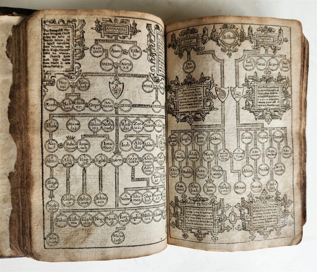 1636 BIBLE in ENGLISH OLD & NEW TESTAMENT antique ORIGINAL BINDING illustrated - 8