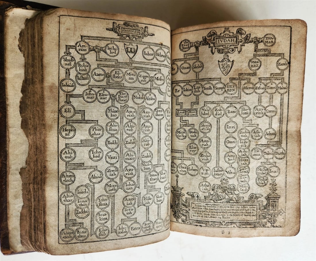 1636 BIBLE in ENGLISH OLD & NEW TESTAMENT antique ORIGINAL BINDING illustrated - 9