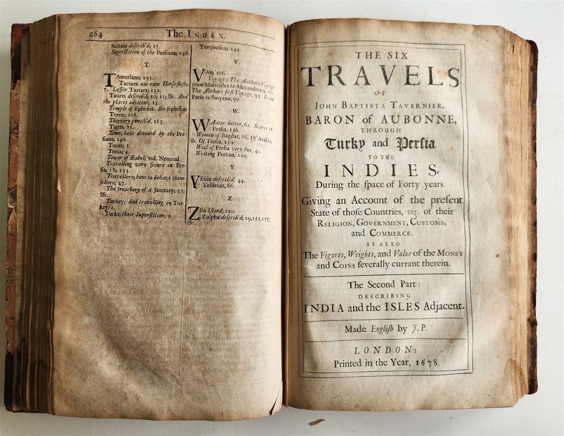 1677 SIX VOYAGES OF JOHN BAPTISTA TAVERNIER antique FOLIO ILLUSTRATED - 15