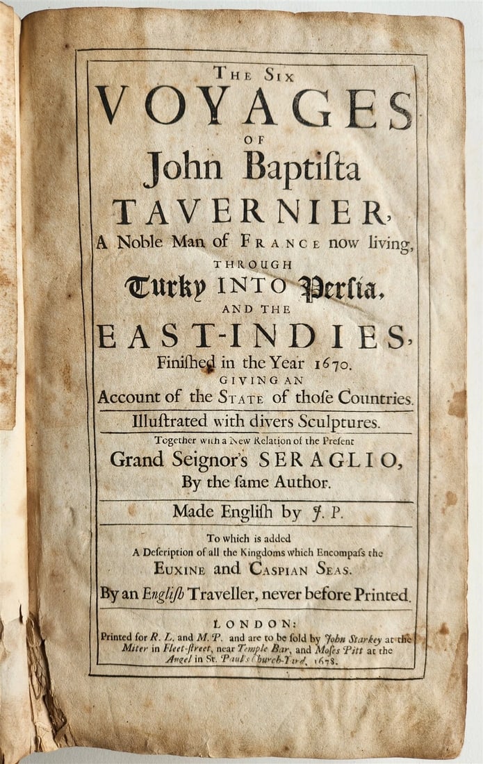 1677 SIX VOYAGES OF JOHN BAPTISTA TAVERNIER antique FOLIO ILLUSTRATED - 4
