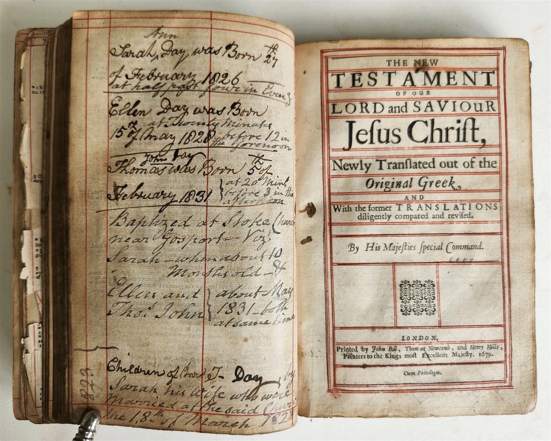 1679 BIBLE in ENGLISH antique OLD & NEW TESTAMENT ORIGINAL BINDING 17th CENTURY - 3
