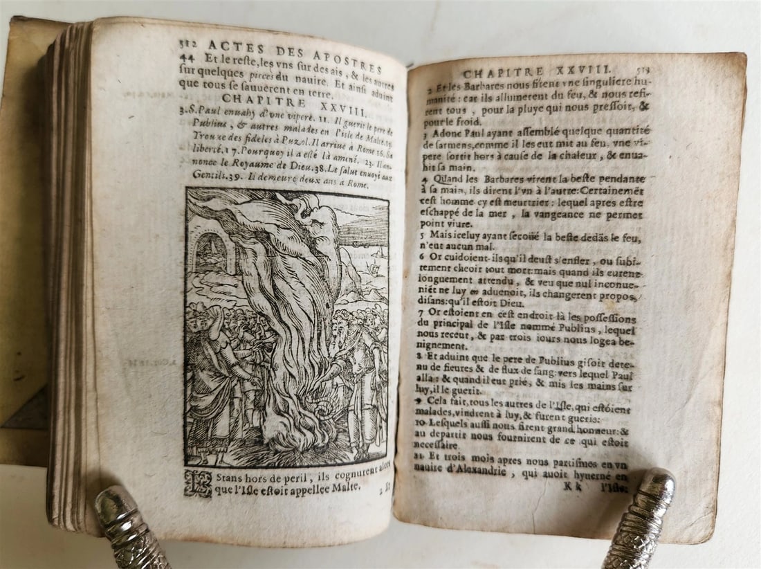 1640 BIBLE in FRENCH RARE ILLUSTRATED LE NOUVEAU TESTAMENT antique VELLUM BOUND - 10