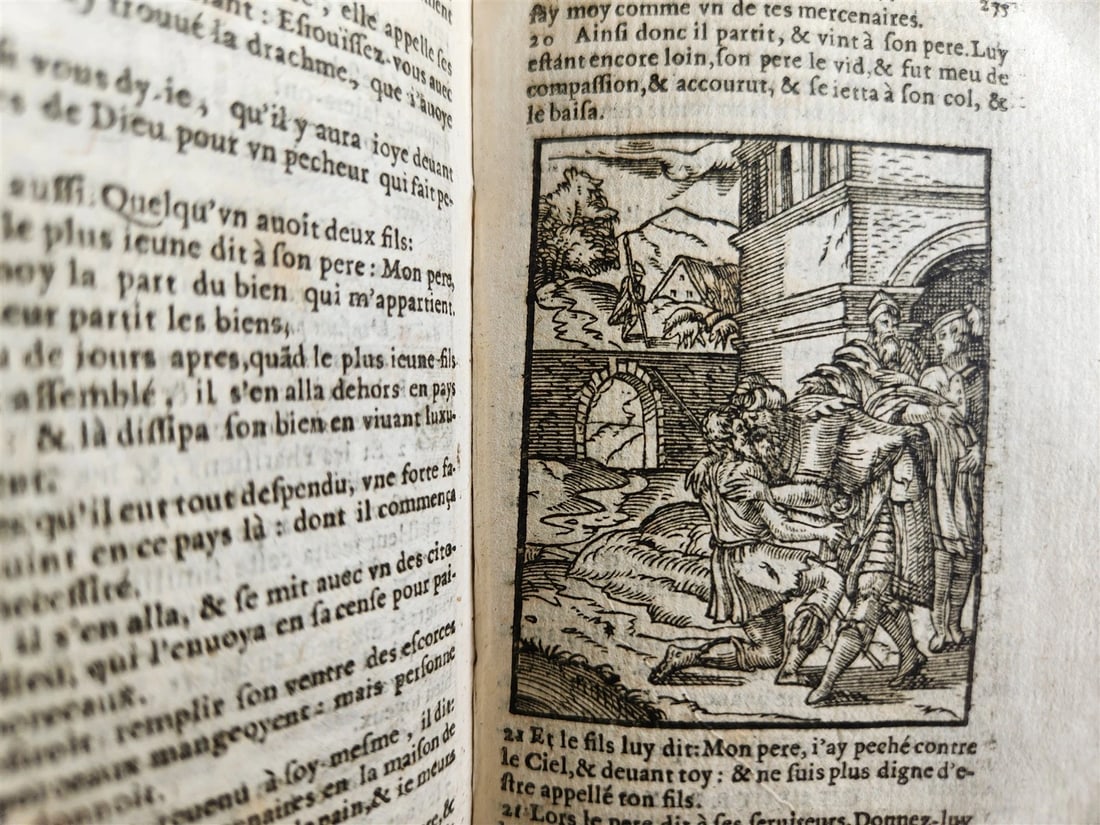 1640 BIBLE in FRENCH RARE ILLUSTRATED LE NOUVEAU TESTAMENT antique VELLUM BOUND - 16