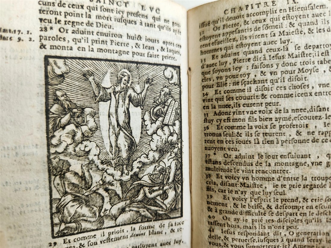 1640 BIBLE in FRENCH RARE ILLUSTRATED LE NOUVEAU TESTAMENT antique VELLUM BOUND - 17
