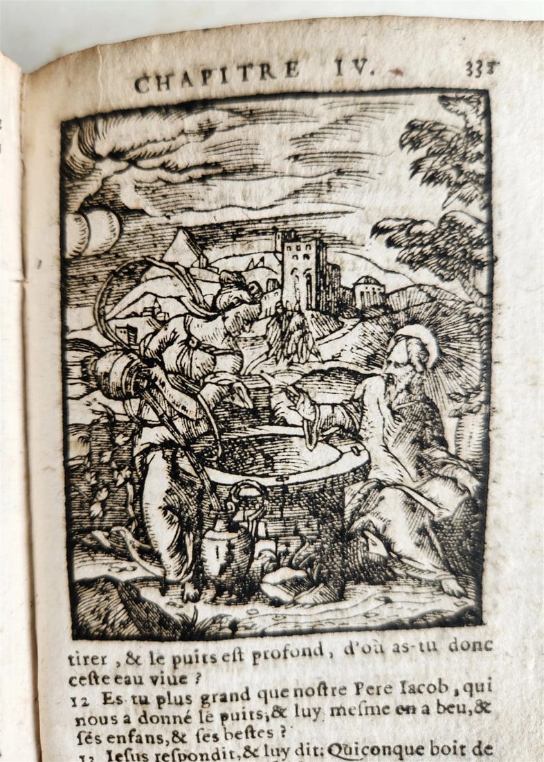 1640 BIBLE in FRENCH RARE ILLUSTRATED LE NOUVEAU TESTAMENT antique VELLUM BOUND - 9