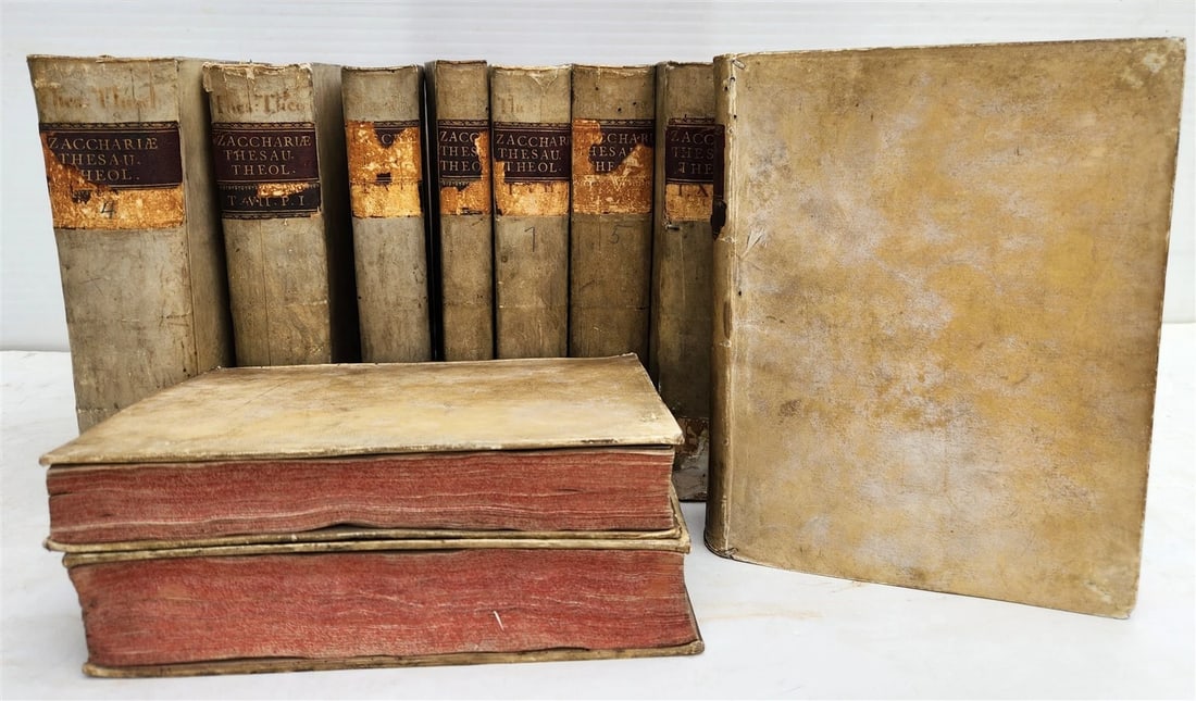 1762 THEOLOGICAL DICTIONARY 13 VELLUM BOUND VOLS antique THESAURUS THEOLOGICUS - 3